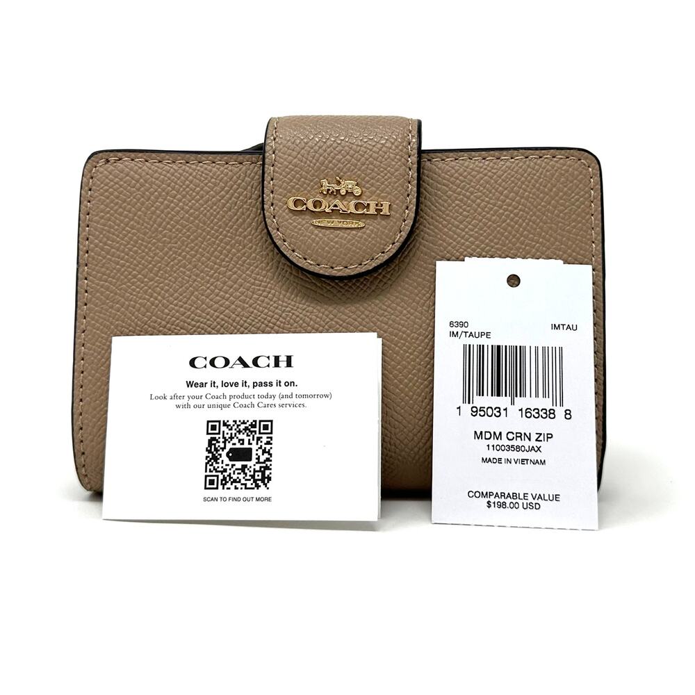 Coach Medium Corner Zip Wallet in Taupe Leather 6390 - Picture 6 of 6